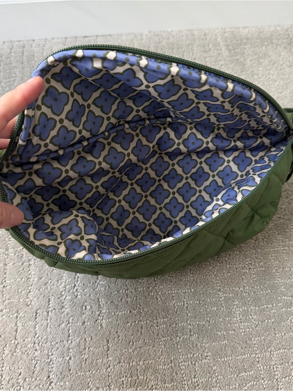 Vera Bradley Medium Crescent Sling Crossbody in Pearlized Cedar Green - Picture 2 of 7